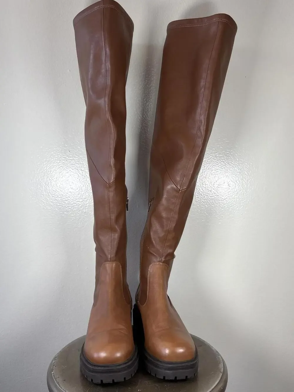 Charles By Charles David Erratic Cognac Brown Leather Over-The-Knee Boot US 8
